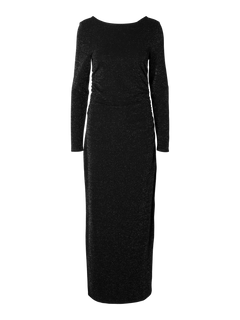 Marwa Ls Deep Back Ankle Dress - Black