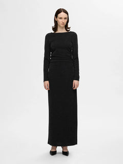 Marwa Ls Deep Back Ankle Dress - Black