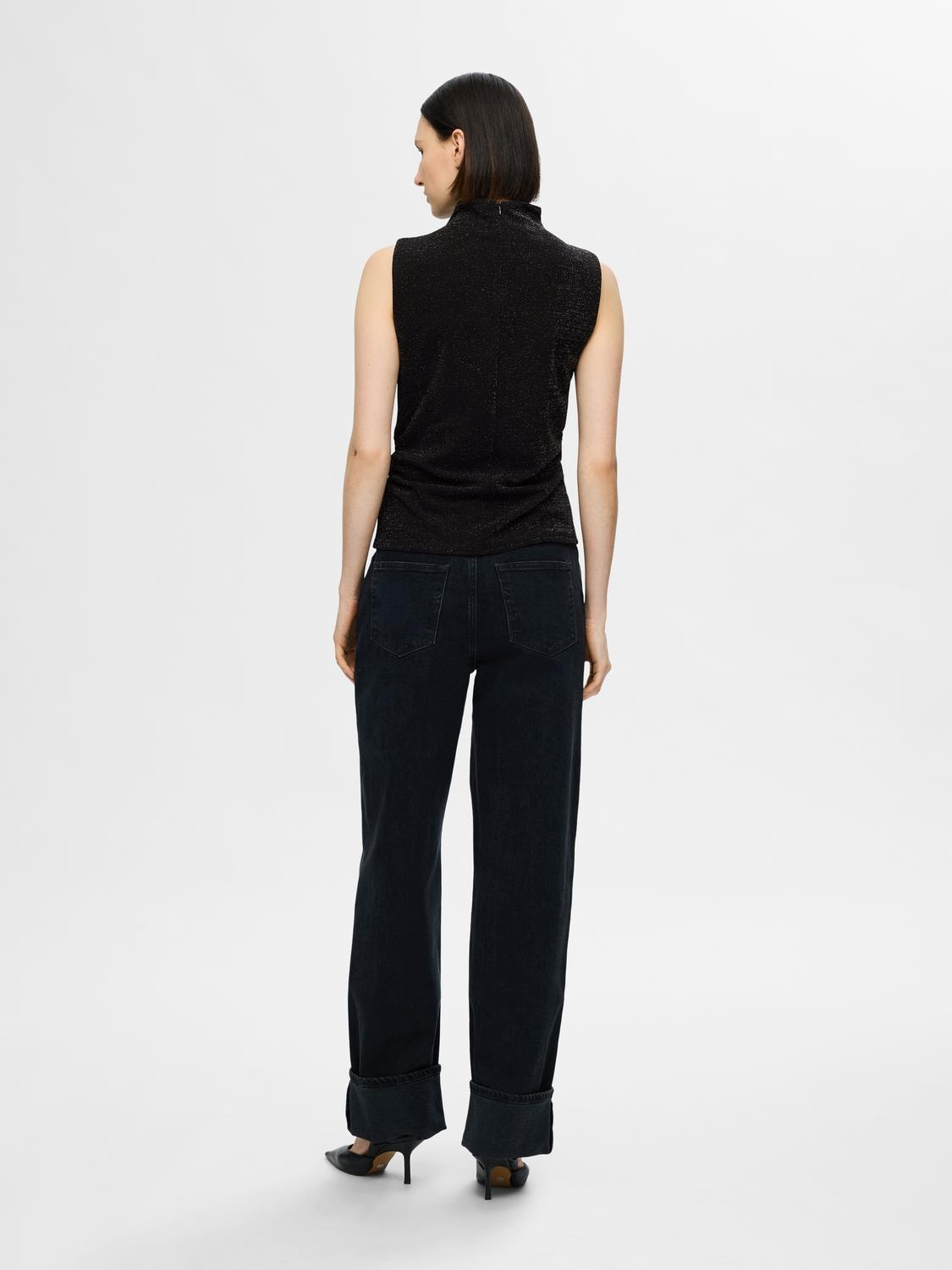 Marwa Sl High Neck Top - Black