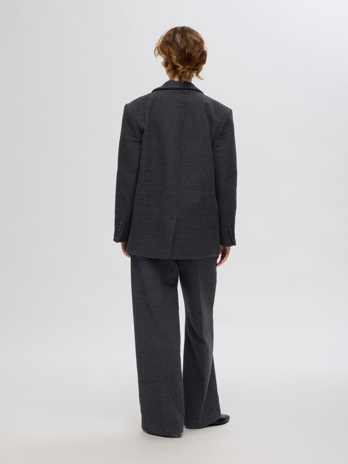 Bex Ls Oversized Blazer - Dark Grey Check