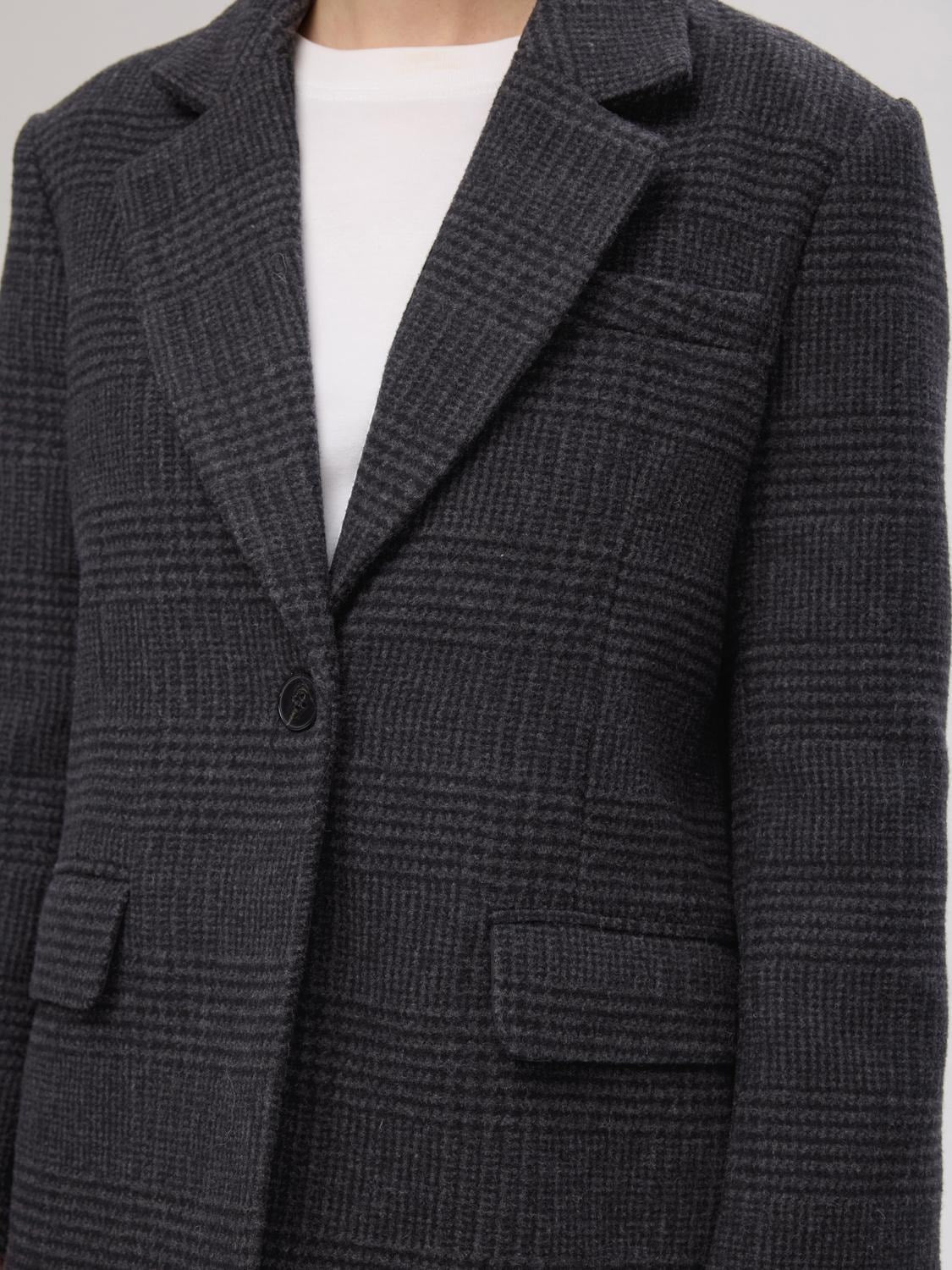 Bex Ls Oversized Blazer - Dark Grey Check