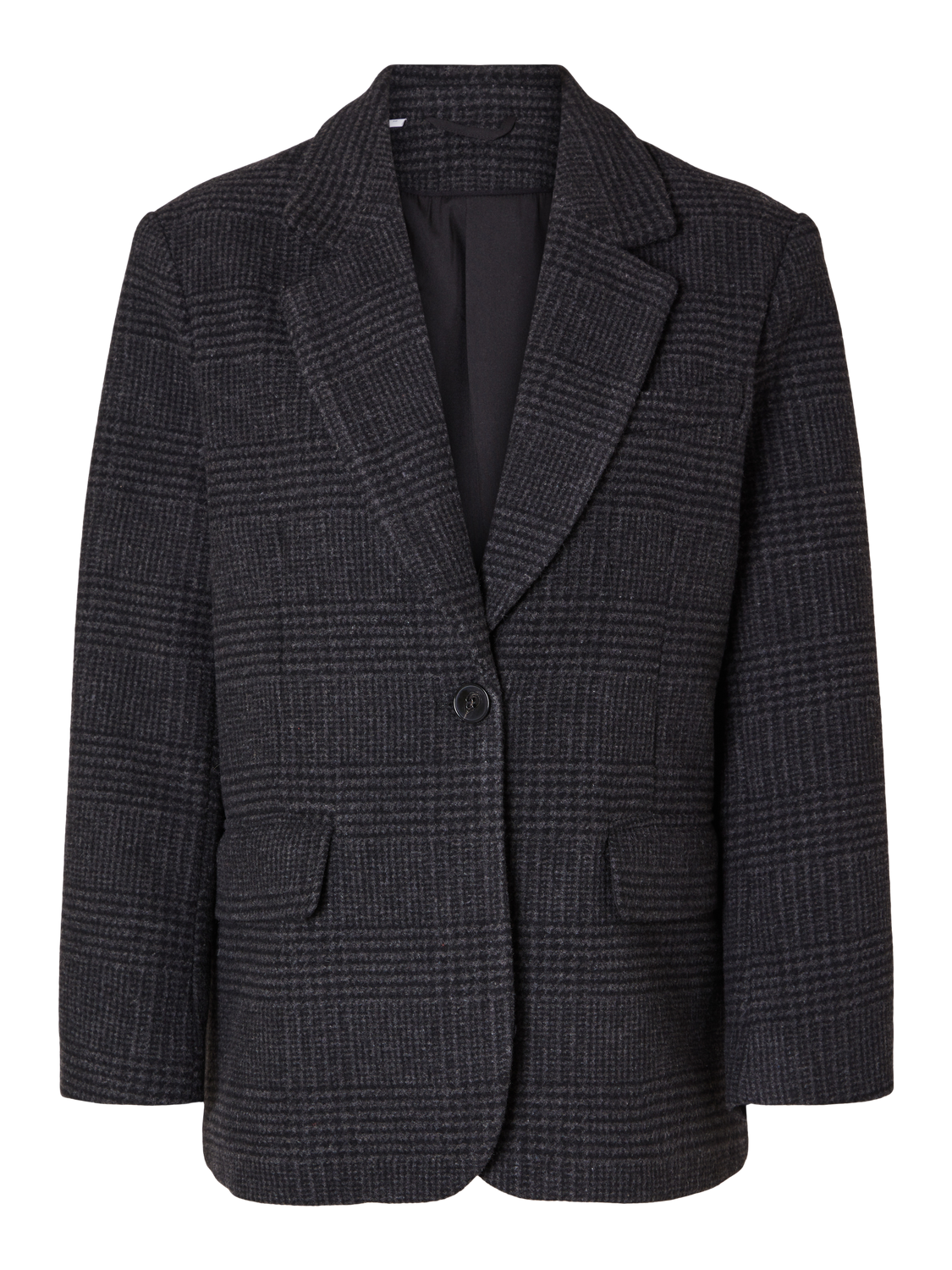 Bex Ls Oversized Blazer - Dark Grey Check