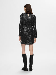 Ari-Colyn Ls Short Sequins Dress - Black
