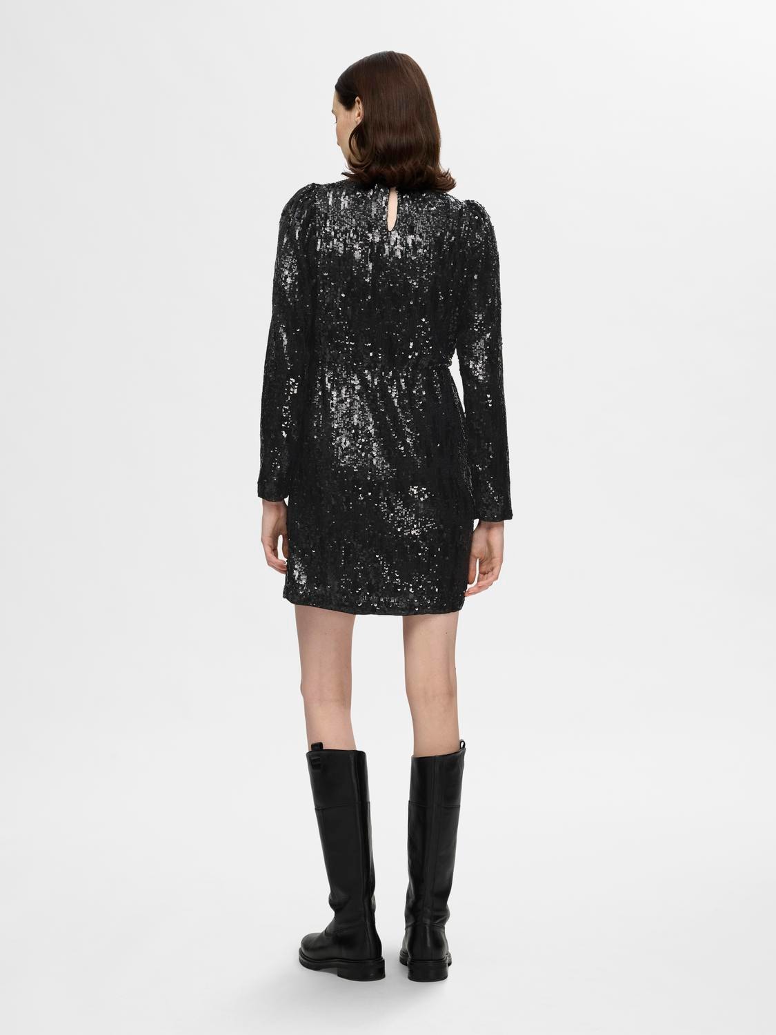 Ari-Colyn Ls Short Sequins Dress - Svart