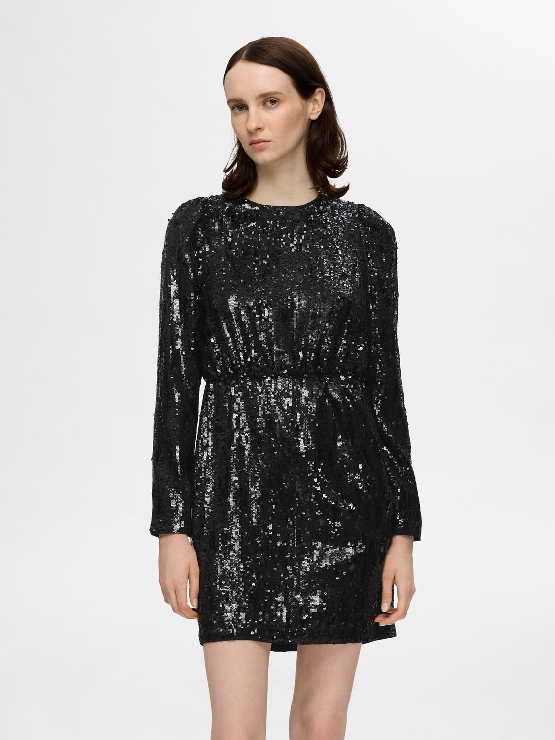 Ari-Colyn Ls Short Sequins Dress - Svart