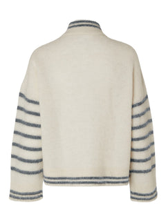 Ras Stripe Ls Knit Cardigan Ex - Birch Stripes / Lgm