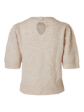 Lulu Ss Open Back Knit O-Neck - Birch Melange