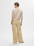 Lulu Ss Open Back Knit O-Neck - Birch Melange