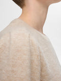 Lulu Ss Open Back Knit O-Neck - Birch Melange