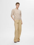 Lulu Ss Open Back Knit O-Neck - Birch Melange