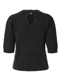 Lulu Ss Open Back Knit O-Neck - Volcanic Ash Melange