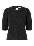 Lulu Ss Open Back Knit O-Neck - Volcanic Ash Melange