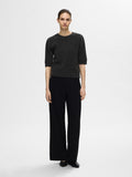 Lulu Ss Open Back Knit O-Neck - Volcanic Ash Melange