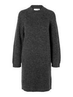 Lulu Ls High Neck Knit Dress - Volcanic Ash Melange