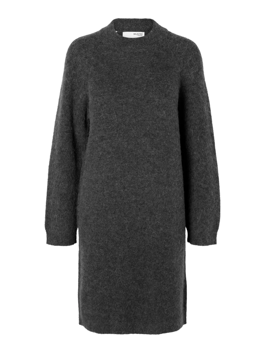 Lulu Ls High Neck Knit Dress - Volcanic Ash Melange