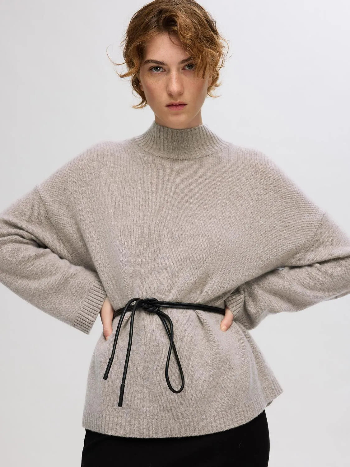 Cille Cashmere Blend High Neck - Irish Cream Melange