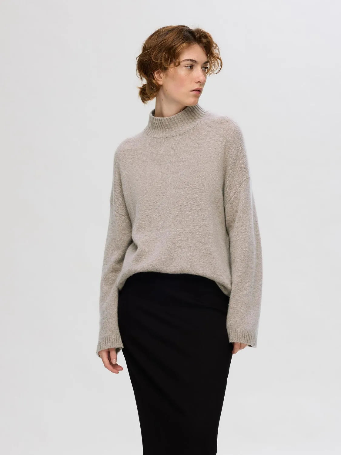 Cille Cashmere Blend High Neck - Irish Cream Melange