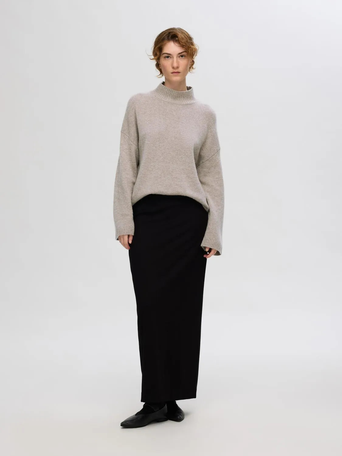 Cille Cashmere Blend High Neck - Irish Cream Melange