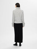 Sia Ras Ls Knit High Neck - Light Grey Melange
