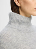 Sia Ras Ls Knit High Neck - Light Grey Melange