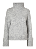Sia Ras Ls Knit High Neck - Light Grey Melange