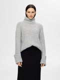 Sia Ras Ls Knit High Neck - Light Grey Melange