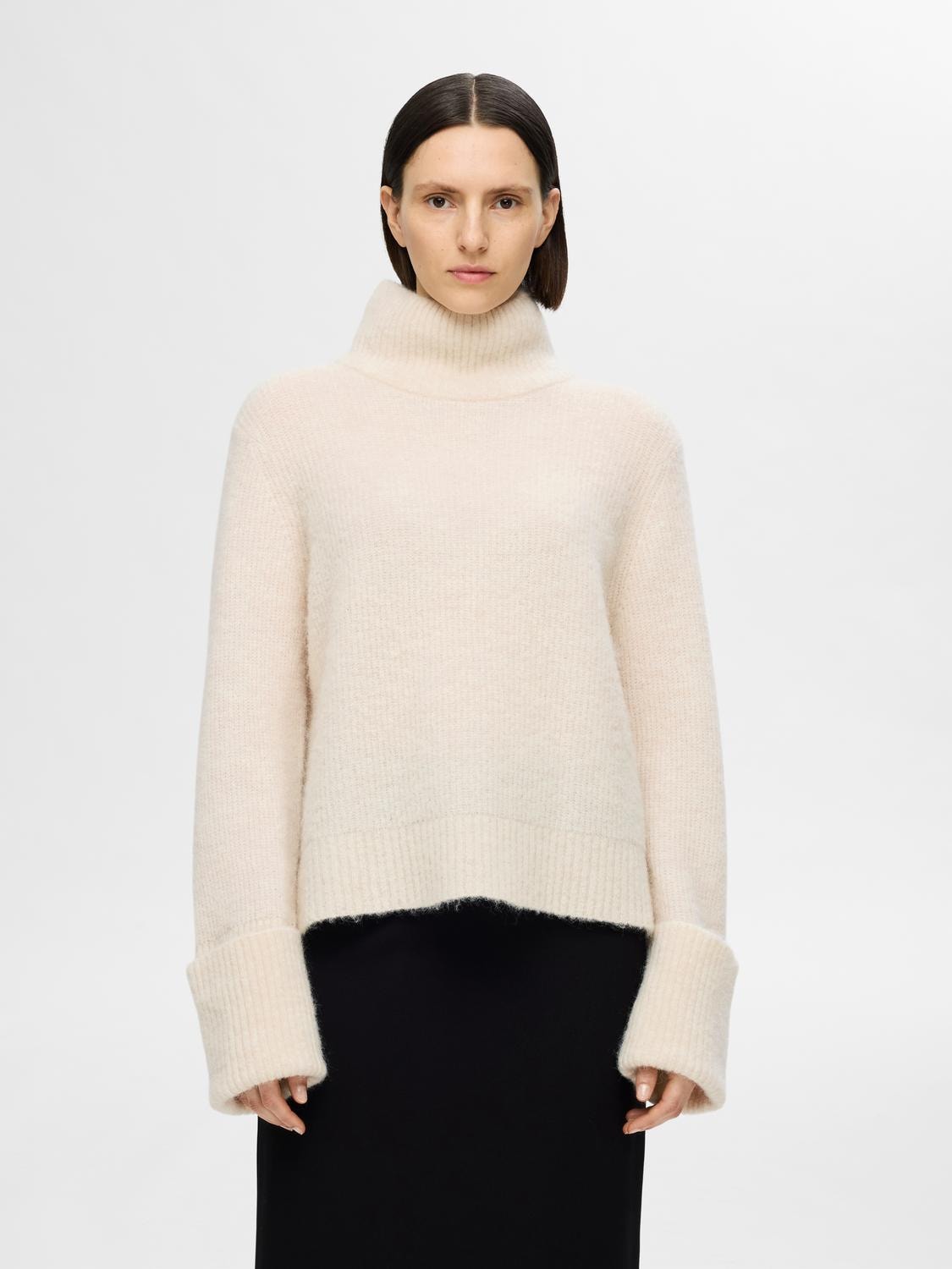 Sia Ras LS Knit High Neck - Birch Melange