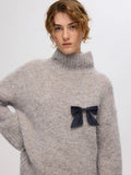 Gabella Ls Knit High-Neck W - Steel Gray Melange