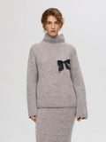 Gabella Ls Knit High-Neck W - Steel Gray Melange