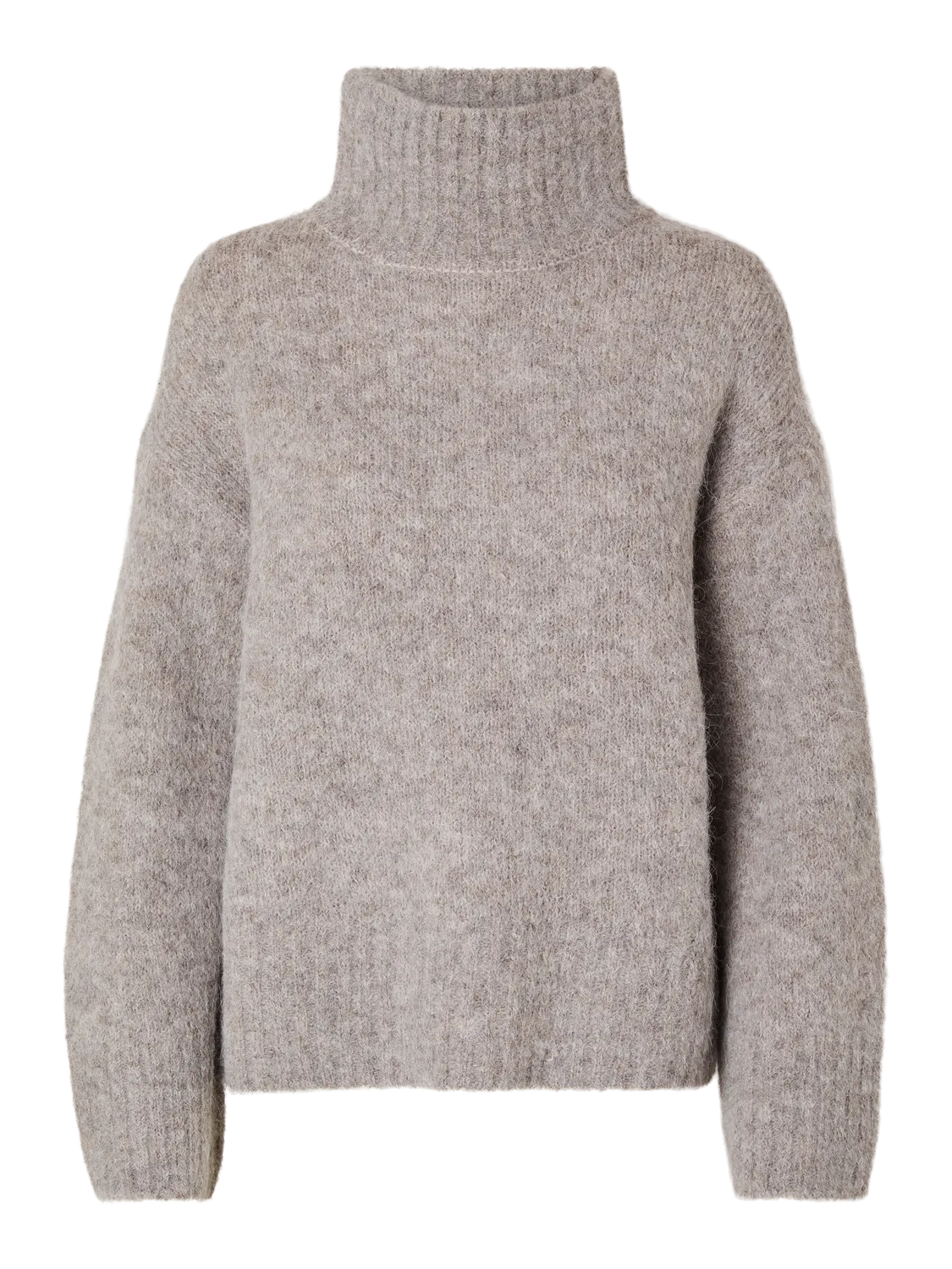 Gabella Ls Knit High-Neck W - Steel Gray Melange