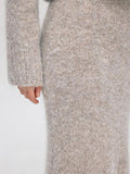 Gabella Hw Midi Knit Skirt - Steel Gray Melange