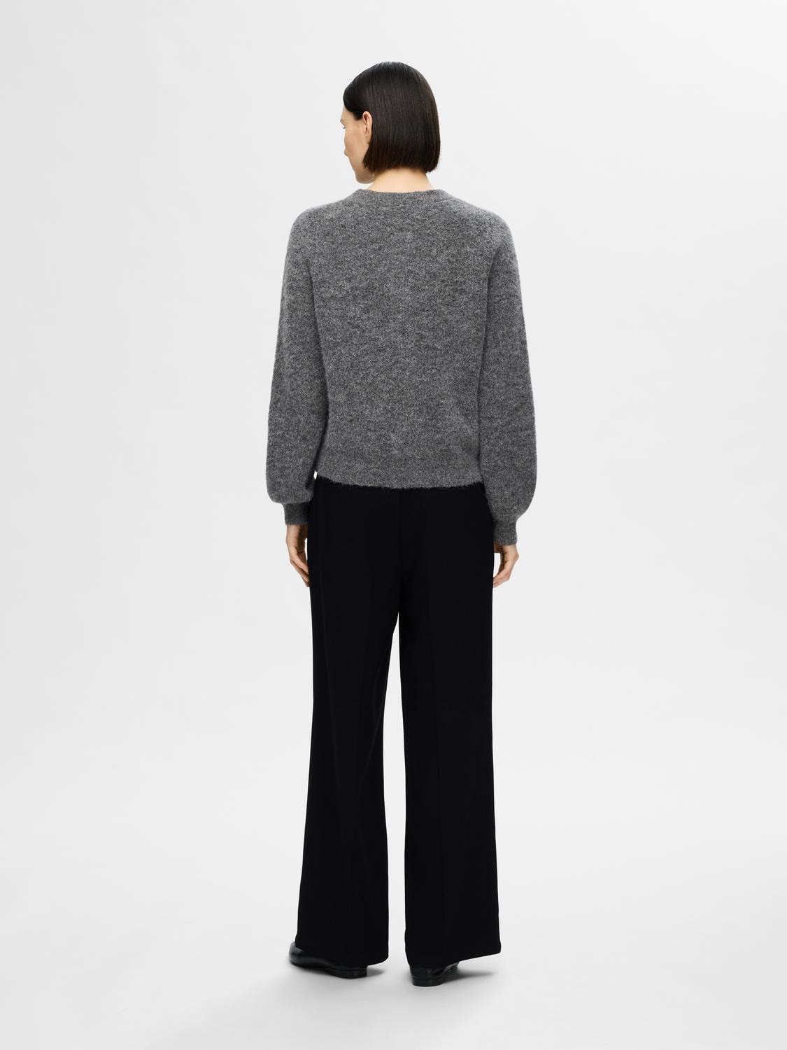 Sia Ras Ls Knit Pocket Cardigan - Medium Grey Melange