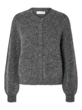 Sia Ras Ls Knit Pocket Cardigan - Medium Grey Melange