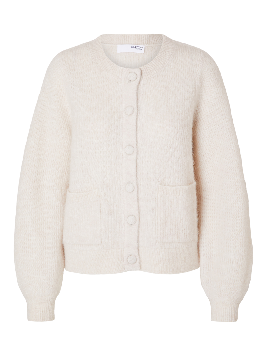 Sia Ras Ls Knit Pocket Cardigan - Birch Melange