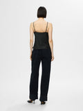 Alena Lace Trim Strap Top - Black