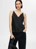 Alena Lace Trim Strap Top - Black
