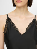 Alena Lace Trim Strap Top - Black