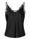 Alena Lace Trim Strap Top - Black