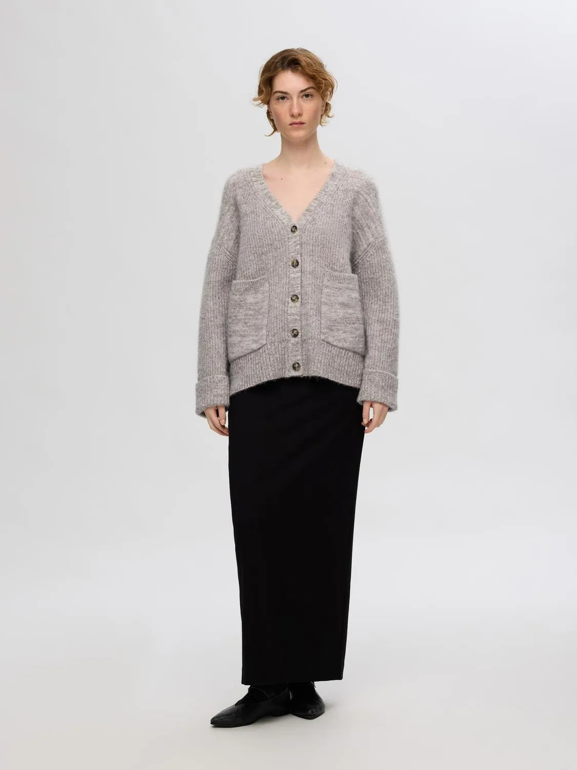 Alva Ls Knit Cardigan - Steel Gray Birch