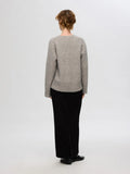 Alva Melange Ls Knit V-Neck - Steel Gray Birch