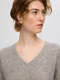 Alva Melange Ls Knit V-Neck - Steel Gray Birch