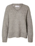 Alva Melange Ls Knit V-Neck - Steel Gray Birch