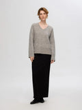 Alva Melange Ls Knit V-Neck - Steel Gray Birch
