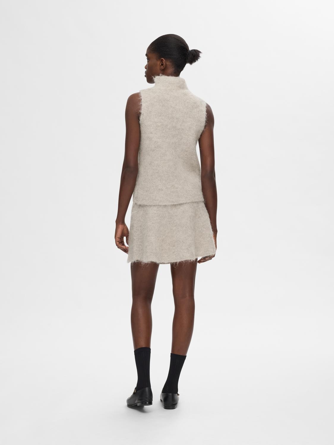 Emili Sl Knit High Neck Top - Dove Birch
