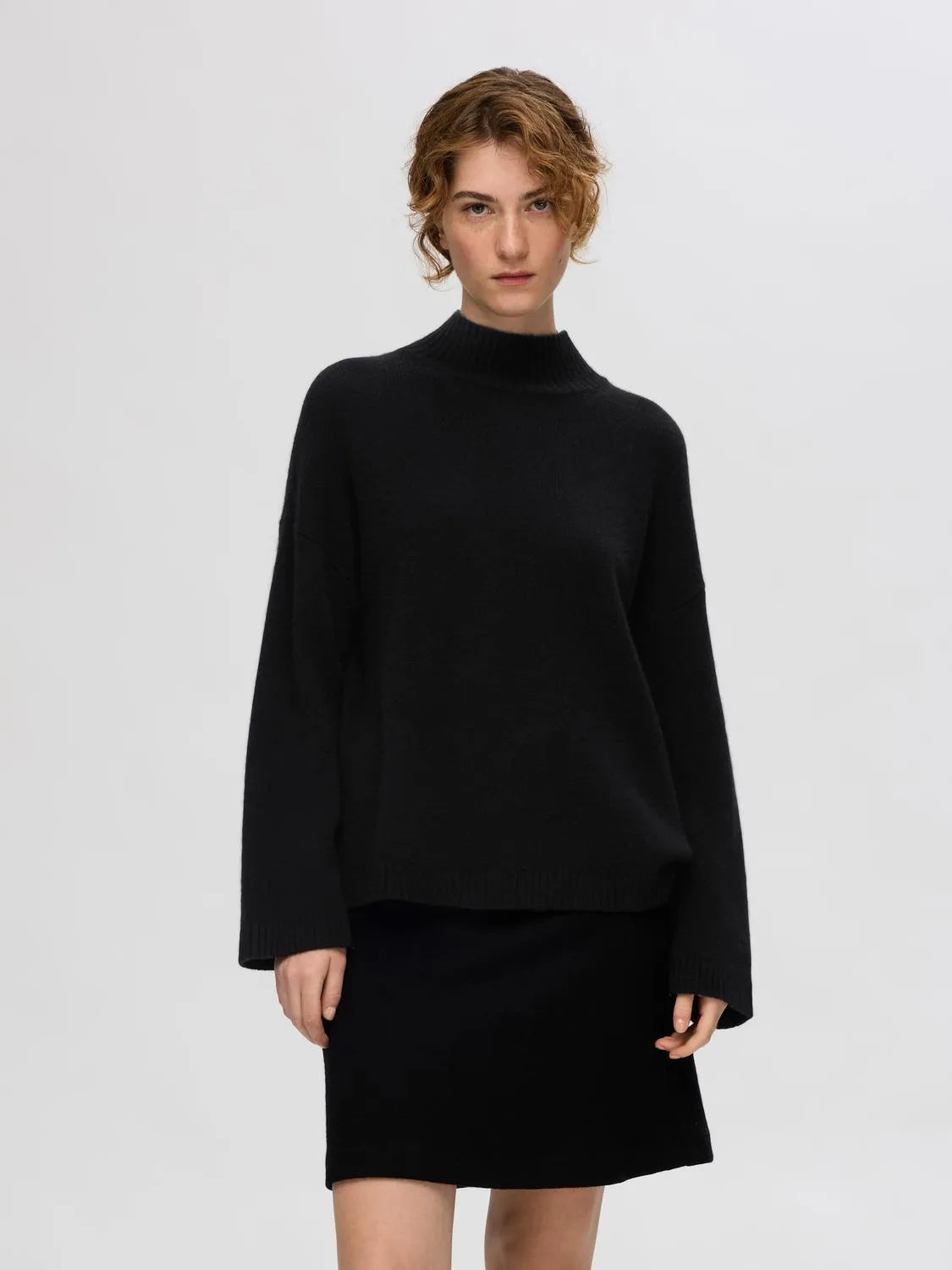 Cille Cashmere Blend High Neck - Svart