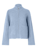 Sia Ras Ls Knit Zipper Kofta - Cashmere Blue Melange