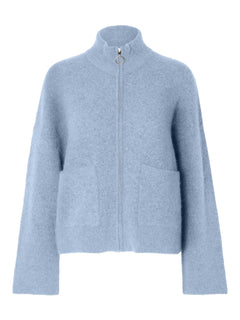 Sia Ras Ls Knit Zipper Cardigan - Cashmere Blue Melange