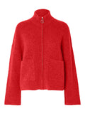 Sia Ras Ls Knit Zipper Cardigan - Flame Scarlet Melange