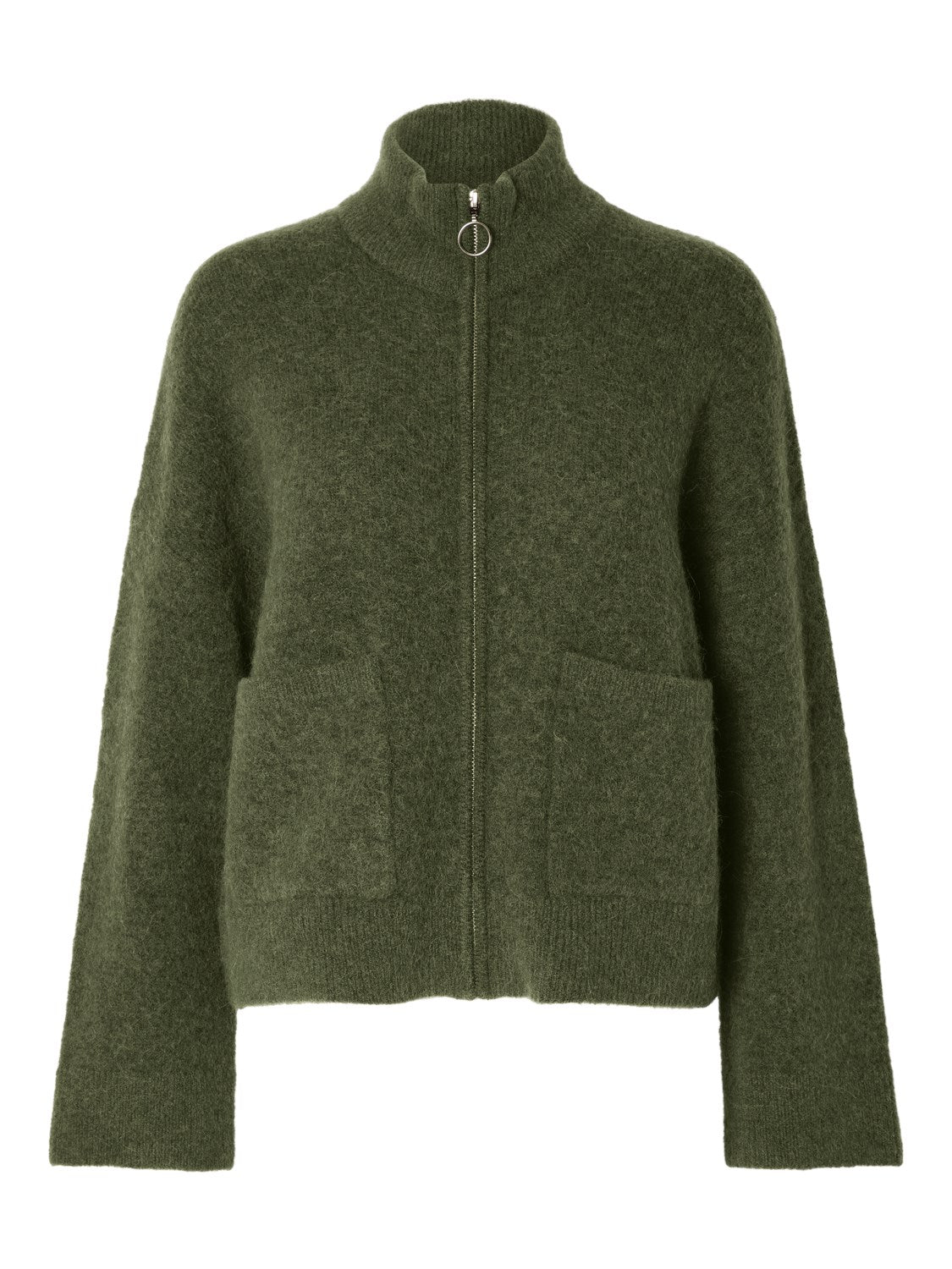 Sia Ras Ls Knit Zipper Cardigan - Olivine Melange
