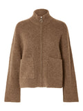 Sia Ras Ls Knit Zipper Cardigan - Coca Mocha Melange